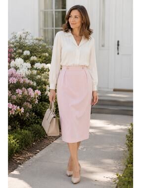 Vintage Evan Picone Womens Small Pink Midi Skirt Union Made USA Career Office